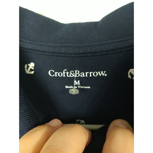 Croft&Barrow Woman M Blue Anchored Collared 1/2 Button Tank Shirt - Picture 2 of 10